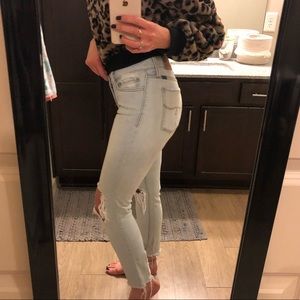 Luck Brand distressed jeans. Size 27, raw hem